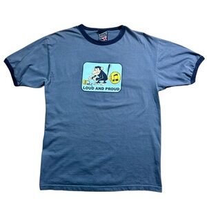 Vintage Top Heavy Monkey Loud and Proud Ringer 2000s Graphic Shirt Mens Sz Large